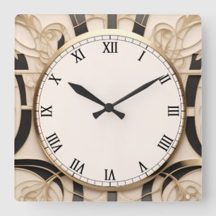 Art Nouveau Art Deco Uhr - Schwarz Weiß und Gold
