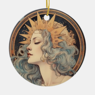 Art Nouveau Art Moon Stars Princess Keramik Ornament