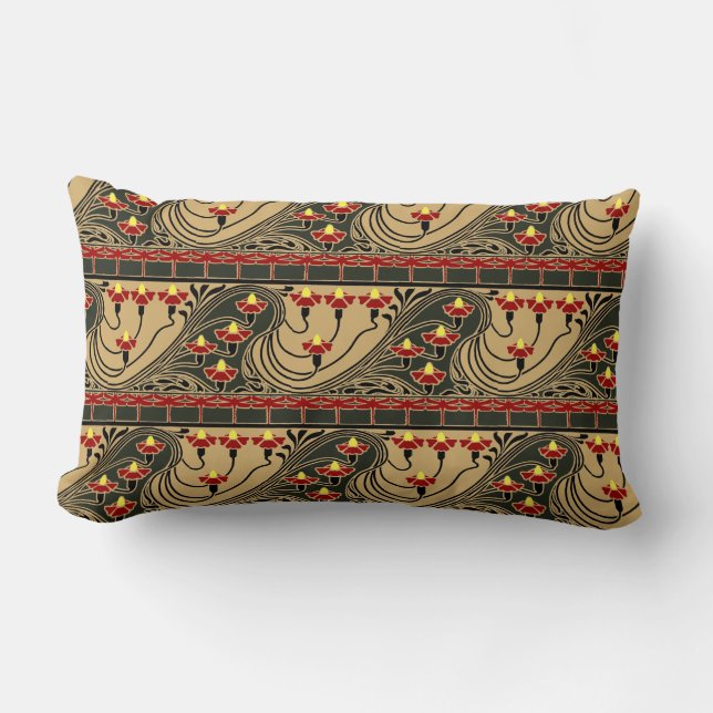 Art Nouveau Arts & Crafts Dragonfly Floral Frieze Lendenkissen (Vorderseite)
