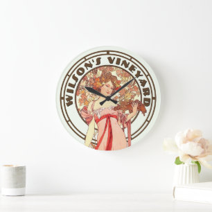 Art Nouveau aus der viktorianischen Ära von Mucha Große Wanduhr