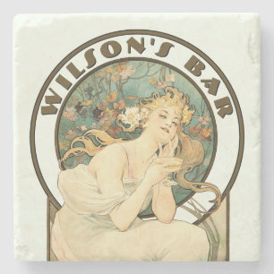 Art Nouveau aus der viktorianischen Ära von Mucha Steinuntersetzer