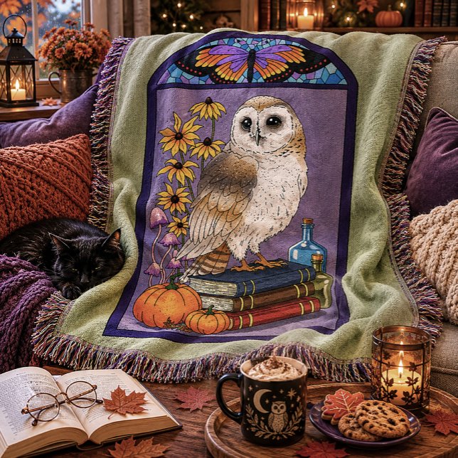 Art Nouveau Barn Owl Pumpkins Bücher Decke (Von Creator hochgeladen)