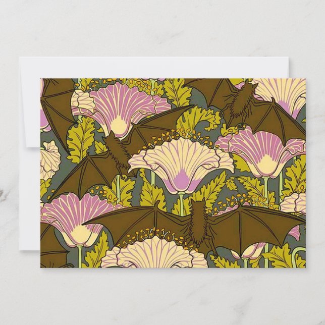 ARt Nouveau Bat Halloween Einladung (Vorderseite)