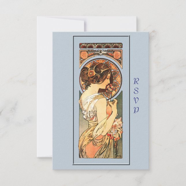 Art Nouveau Beautiful Bride Wedding RSVP Card (Vorderseite)