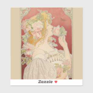 Art Nouveau Belle Époque Dame Rosen Livemont Aufkleber