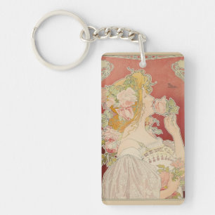 Art Nouveau Belle Époque Dame Rosen Livemont Schlüsselanhänger