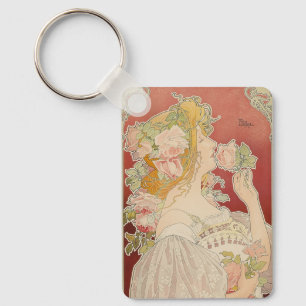 Art Nouveau Belle Époque Dame Rosen Livemont Schlüsselanhänger