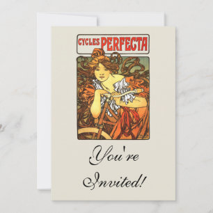 Art Nouveau Bicycle Mucha Art Collection Einladung