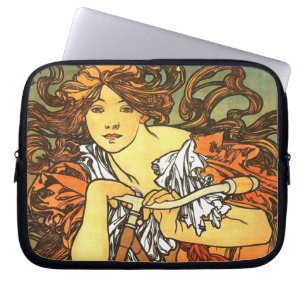 Art Nouveau Bicycle Mucha Art Collection Laptopschutzhülle