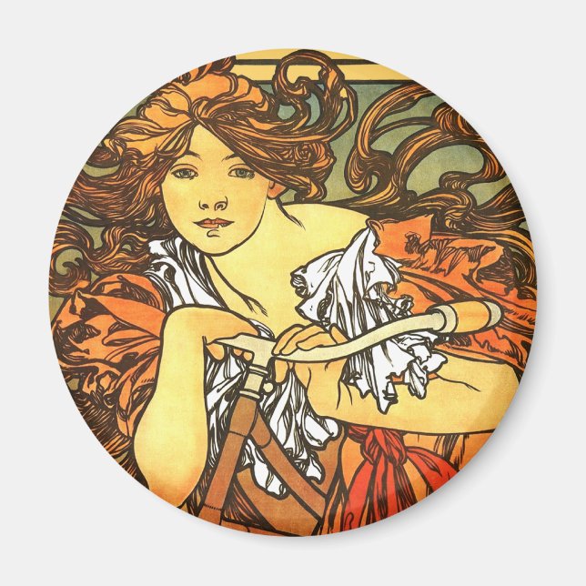 Art Nouveau Bicycle Mucha Art Collection Magnet (Vorne)