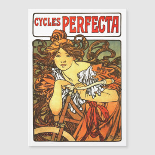 Art Nouveau Bicycle Mucha Art Collection Magnetkarte