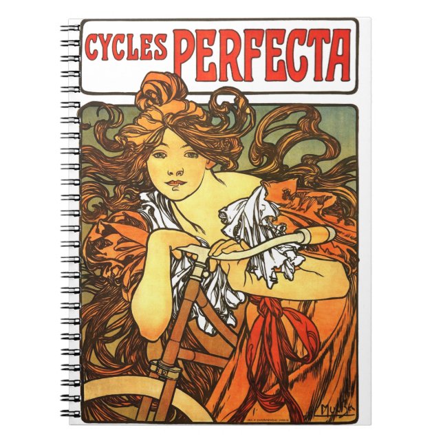 Art Nouveau Bicycle Mucha Art Collection Notizblock (Vorderseite)