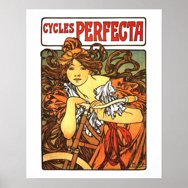 Art Nouveau Bicycle Mucha Art Collection Poster (Vorne)