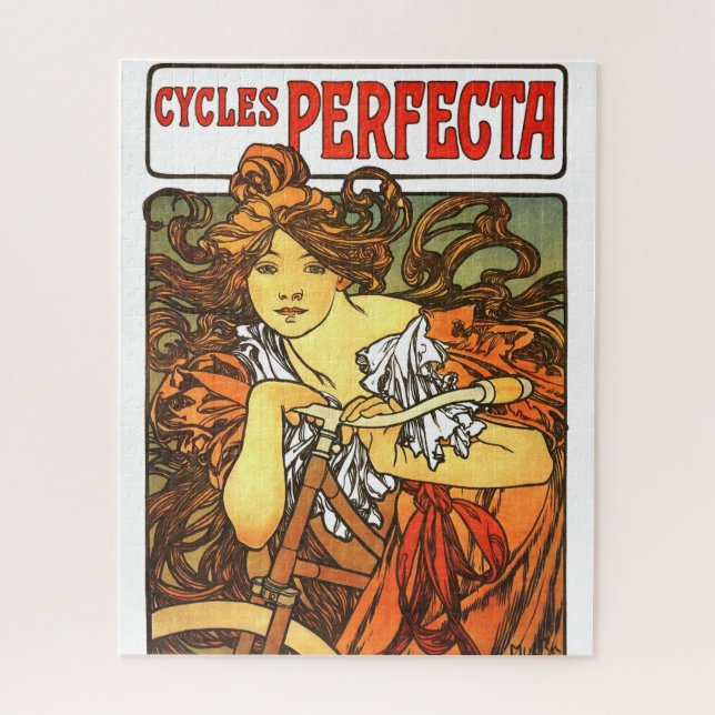 Art Nouveau Bicycle Mucha Art Collection Puzzle (Vertikal)