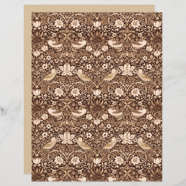 Art Nouveau Bird and Blume Tapestes, Sepia Brown (Vorne/Hinten)