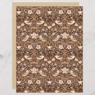 Art Nouveau Bird and Blume Tapestes, Sepia Brown