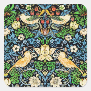 Art Nouveau Bird and Blume TapestPattern Quadratischer Aufkleber