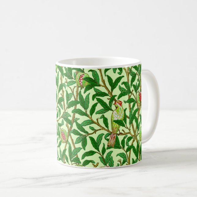 Art Nouveau Bird and Pomegranate, Limes Green Kaffeetasse (VorderseiteRechts)