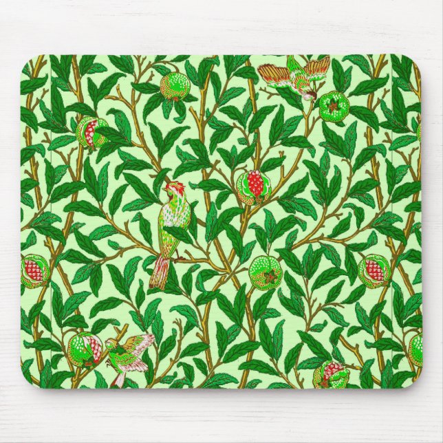 Art Nouveau Bird and Pomegranate, Limes Green Mousepad (Vorne)