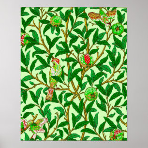 Art Nouveau Bird and Pomegranate, Limes Green Poster