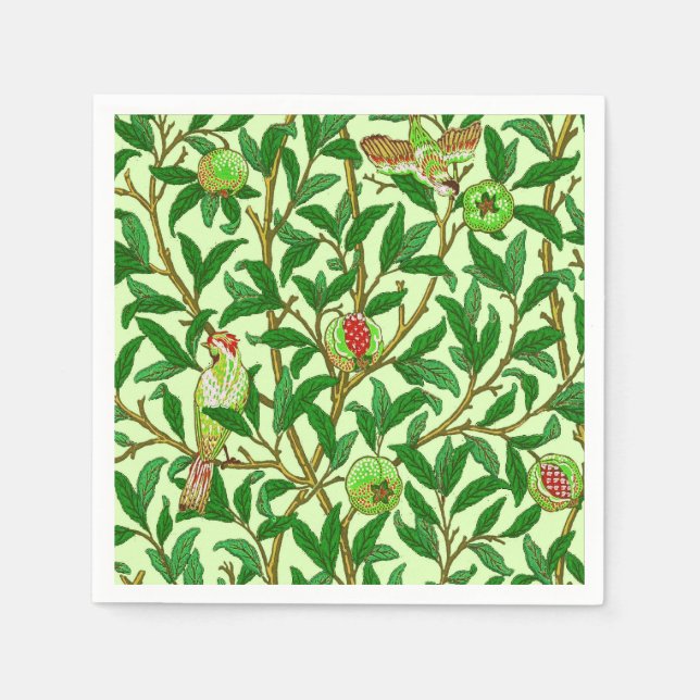 Art Nouveau Bird and Pomegranate, Limes Green Serviette (Vorderseite)