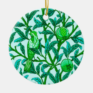Art Nouveau Bird and Pomegranate, Turquoise & Aqua Keramik Ornament