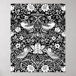 Art Nouveau Bird & Blume Tapestes, Black & White Poster