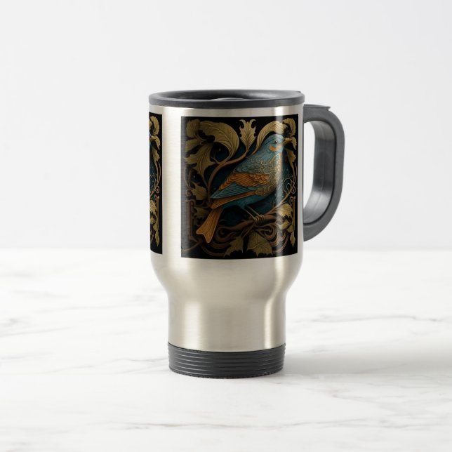 Art Nouveau Bird Travel/Pendant Tasse, 15 oz Reisebecher (VorderseiteRechts)