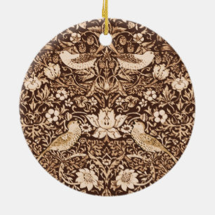 Art Nouveau Bird und Blume Tapestes, Dunkelbraun Keramik Ornament