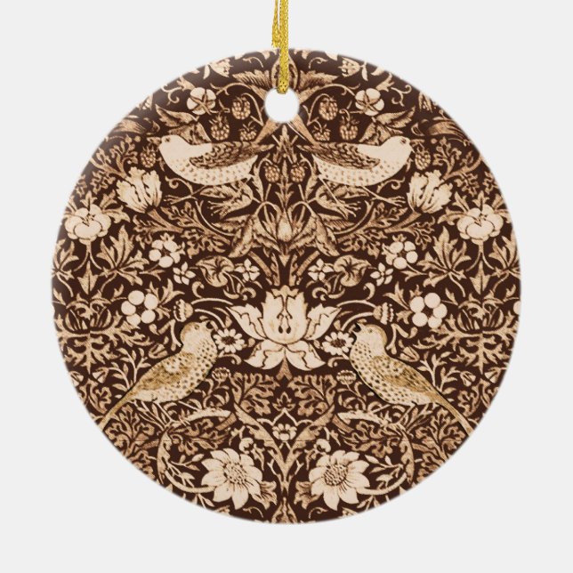 Art Nouveau Bird und Blume Tapestes, Dunkelbraun Keramik Ornament (Hinten)