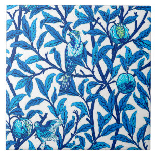 Art Nouveau Bird und Pomegranat, Cobalt Blue Fliese