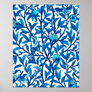 Art Nouveau Bird und Pomegranat, Cobalt Blue Poster
