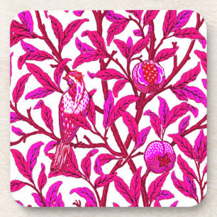 Art Nouveau Bird und Pomegranat, Fuchsia & Violet Getränkeuntersetzer
