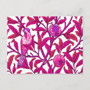 Art Nouveau Bird und Pomegranat, Fuchsia & Violet Postkarte