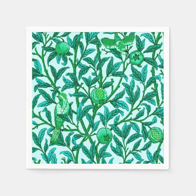 Art Nouveau Bird und Pomegranat, Türkis Serviette (Vorderseite)