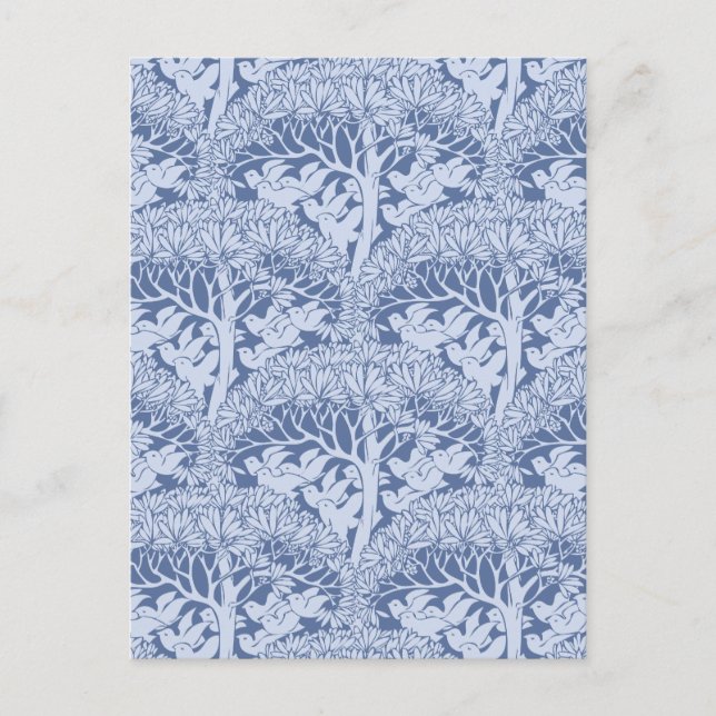 Art Nouveau Birds and Trees Pattern Postkarte (Vorderseite)