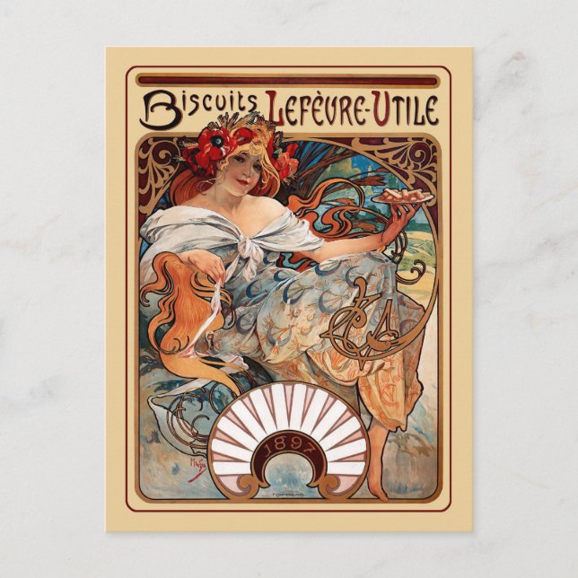 Art Nouveau - Biscuits Lefeure-Utile Postkarte (Vorderseite)