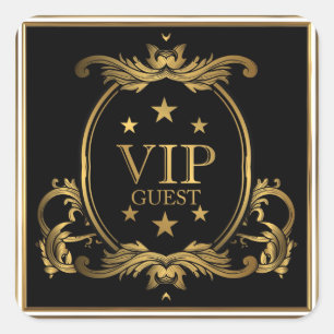 Art Nouveau Black and Gold Royal VIP Hochzeit Quadratischer Aufkleber