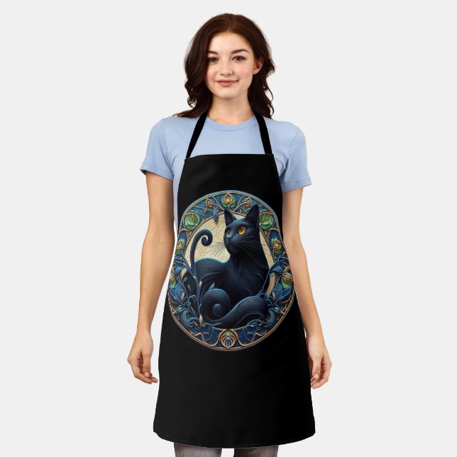 Art Nouveau Black Cat Celtic Schürze (Getragen)