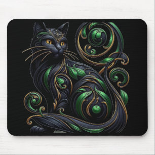 Art Nouveau Black Cat Mouse Pad Mousepad
