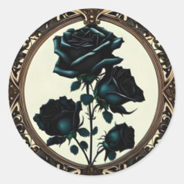 Art Nouveau Black Rose - Zeitlose Blumenkunst Runder Aufkleber