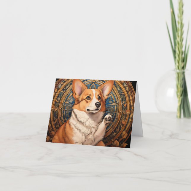 Art Nouveau Blank Corgi Dankeschön Karten (Vorderseite)