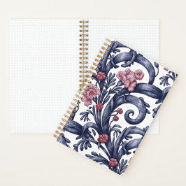 Art Nouveau Blau Rosa Bullet Journal Notizbuch