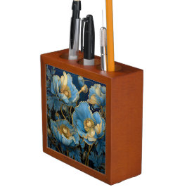 ART NOUVEAU BLAU UND GOLD TRIMMED POPPIES STIFTHALTER