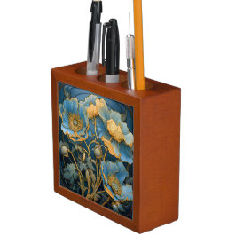 ART NOUVEAU BLAU UND GOLD TRIMMED POPPIES STIFTHALTER