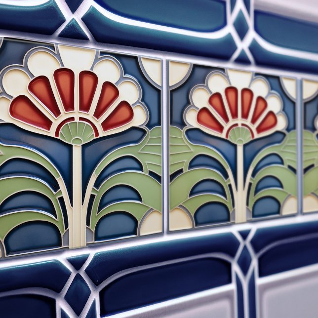 Art Nouveau Bloom Florale Keramikfliese (Von Creator hochgeladen)