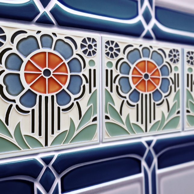 Art Nouveau Bloom Florale Keramikfliese (Von Creator hochgeladen)