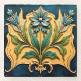 Art Nouveau Blue Floral Untersetzer