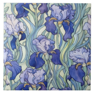 Art Nouveau blue iris Fliese