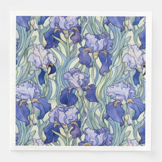 Art Nouveau blue iris Napkins Serviette (Vorderseite)